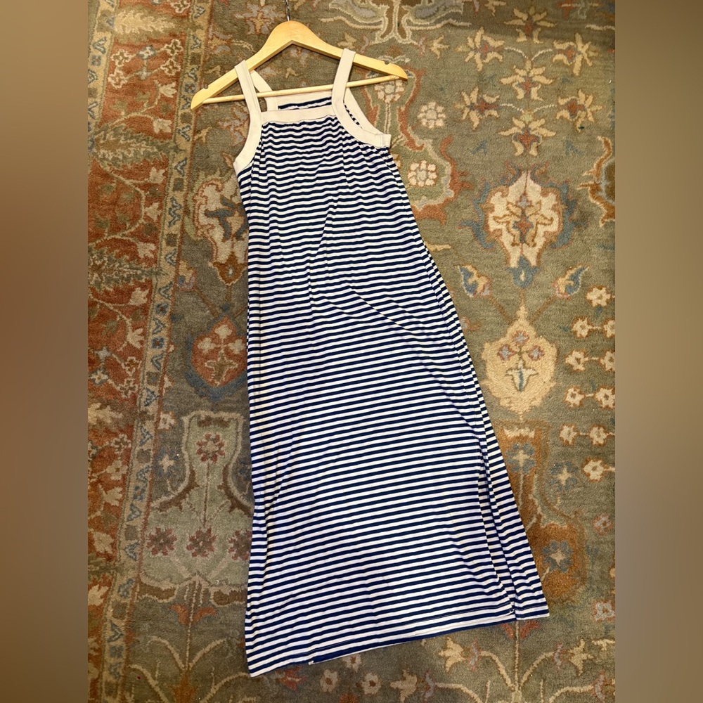 T.La Striped Knit Maxi Tank Dress Anthropologie Navy Cream Stripe Women’s XS - Picture 3 of 8